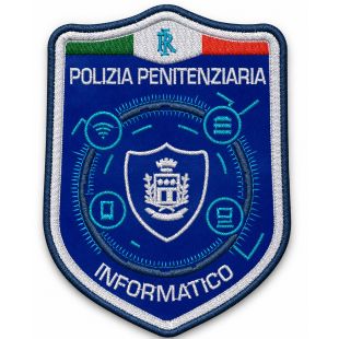 Patch ricamato su base blu INFORMATICO POLIZIA PENITENZIARIA cm. 10 X 7,5