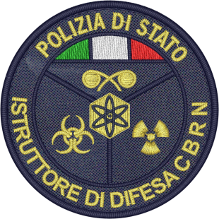 Patch ricamato ISTRUTTORE DI DIFESA N.B.C.R. POLIZIA DI STATO ,ricamato su base tessuto navy