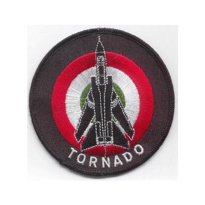 Pathc ricamato TORNADO - M R C A Italia su base nera cm. 6 di diametro 