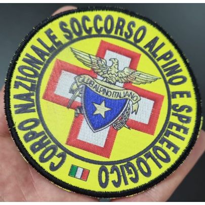 Patch STAMPATO COLOR PRINT Corpo Naz.Socc. Alpino speleologico 9 Cm. FOTO SU CARTA