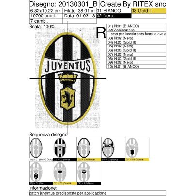 Patch applicato in tessuto bianco JUVENTUS Cod.20130103_B