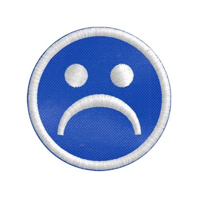 Patch ricamato diam.5 cm. Smiley triste  cod. 20160802_A