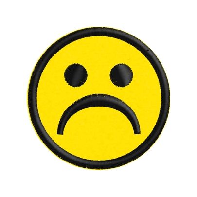 Patch ricamato diam.5 cm. Smiley triste  cod. 20160802_A