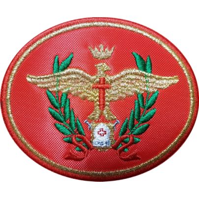 Patch da berretto ENGEA prova reale ricamat su base rossa