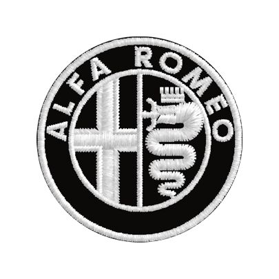 Patch Stemma Alfa monocolore su fondo nero Cod.20170506_A diam.3,5