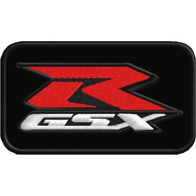 Patch Ricamato LOGO Suzuki GSX R cm. 9 x 5 personalizzato SU BASE BIANCA