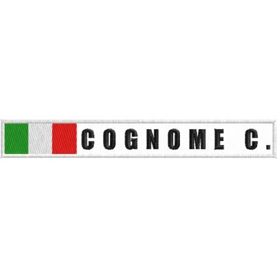 Etichetta personalizzata ricamata su base bianca CON testo a piacere