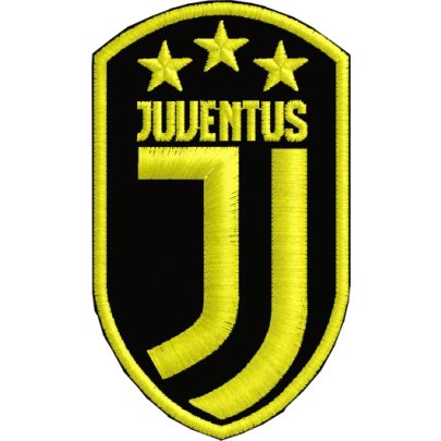 JUVENTUS patch ricamato logo 2018 misura cm. 9 x 5 su base nera FILO BIANCO