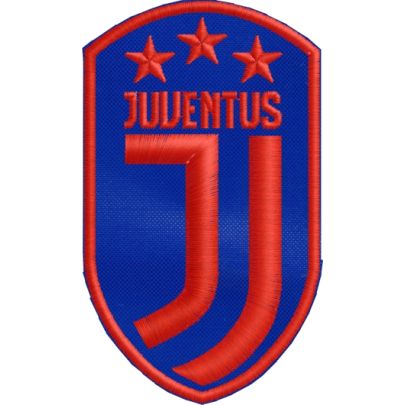 JUVENTUS patch ricamato logo 2018 misura cm. 9 x 5 su base nera FILO BIANCO