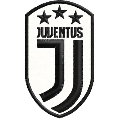 JUVENTUS patch ricamato logo 2018 misura cm. 9 x 5 su base nera FILO BIANCO