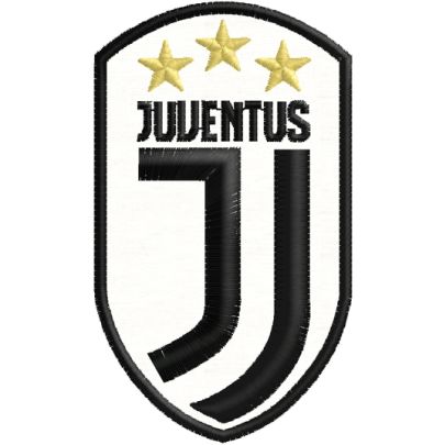 JUVENTUS patch ricamato logo 2018 misura cm. 9 x 5 su base nera FILO BIANCO