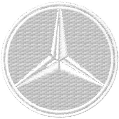 Patch completamente  ricamato a filo Logo Stemma MERCEDES BENZ  diam. 5cm con filo NERO