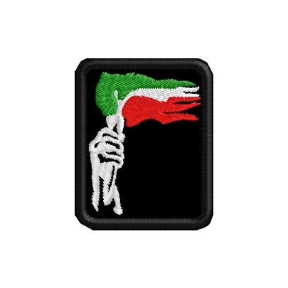 ambientazione patch ricamato cucito su mascherina