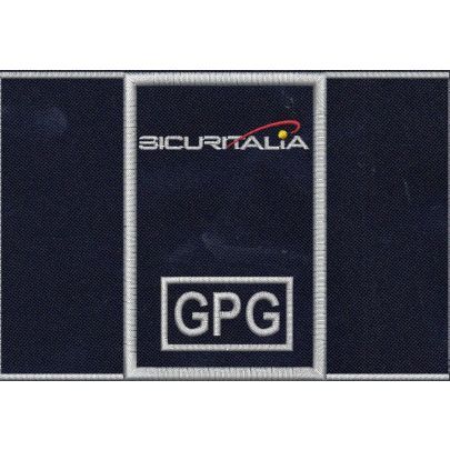 Tubolare ricamato GPG SICURITALIA argento a scelta e confezionato finito con dimens. 90 X 60