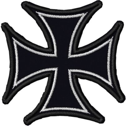 Patch ricamato croce celtica su tessuto ZIGZAG colore a scelta  IRON cross 5 cm. NERO
