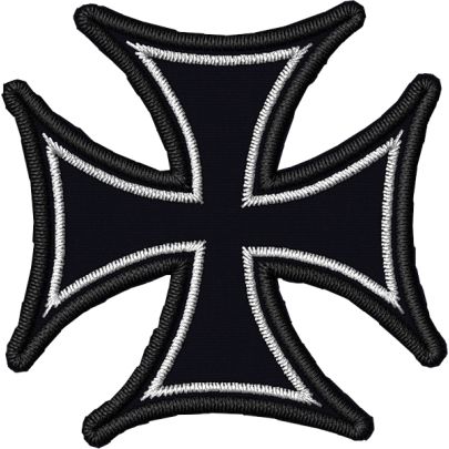 Patch ricamato croce celtica su tessuto ZIGZAG colore a scelta  IRON cross 7,5 cm BASE NERA