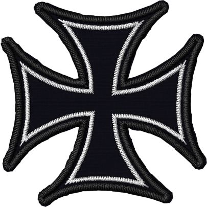 Patch ricamato croce celtica su tessuto ZIGZAG colore a scelta  IRON cross 10 cm. BASE BIANCA