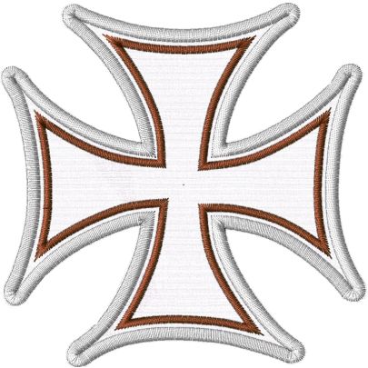 Patch ricamato croce celtica su tessuto ZIGZAG colore a scelta  IRON cross 10 cm. BASE BIANCA