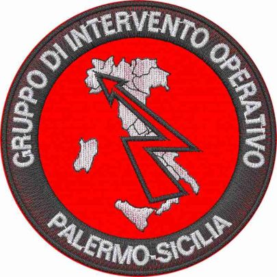 Patch ricamato GRUPPO INTERVENTO OPERATIVO Agriambiente regione PALERMO -SICILIA diam. cm. 8 