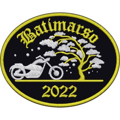 Patch ricamato motoclisti raduno Batimarso 2022 misura ovale  cm.9x7 Cod.20220212_A