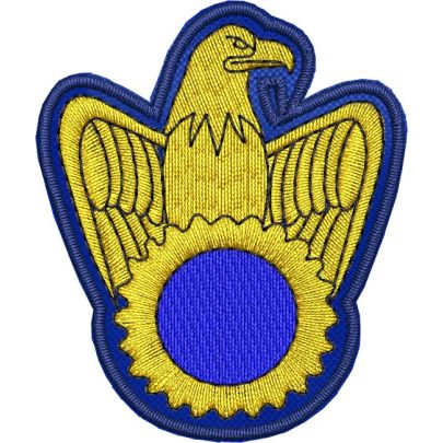 Patch da cappello con aquila in oro AGRIAMBIENTE  su fondo BLU ROYAL cm. 5.5 x 4.5