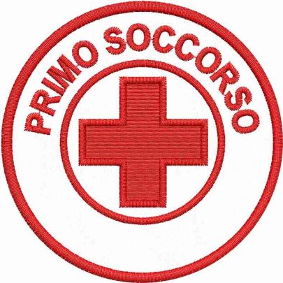 Patch ricamato PRIMO SOCCORSO con filato rosso 