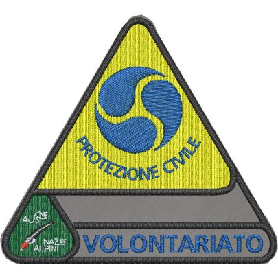 Patch ricamato PROTEZIONE CIVILE Volontario gruppo Ass.ne Nazionale Alpini base grigia
