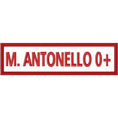 Etichetta personalizzata CM.13 X 3 su base bianca con N_COGNOME gr. sanguigno 