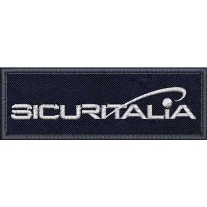 Mostrina ricamata bassa visibilità mm.100 x 35  SICURITALIA con filo bianco