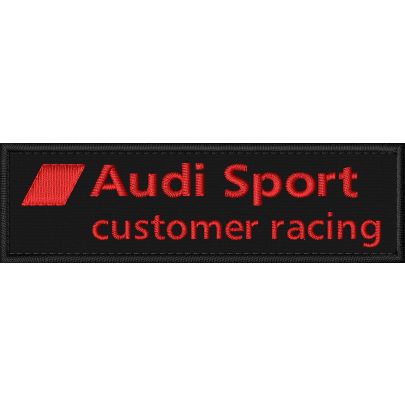 Patch ricamato AUDI Logo customer racing mm. 100 x 30  su base nera 