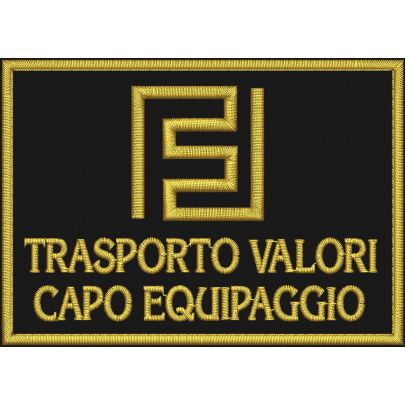 Mostrina ricamata su base NERA FIDELITAS EQUIPAGGIO TRASPORTO VALORI cm. 10 x 7  