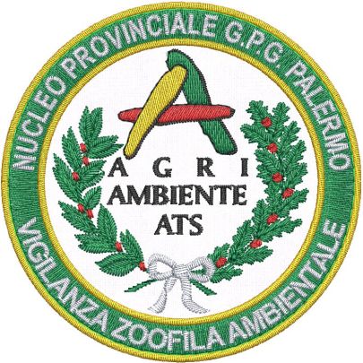 Patch ricamato AGRIAMBIENTE NUCLEO PROVINCIALE G.P.G. PALERMO diametro 80mm