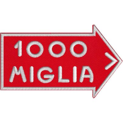 Patch ricamato Freccia 1000 miglia base cm. 8 su cordura rossa