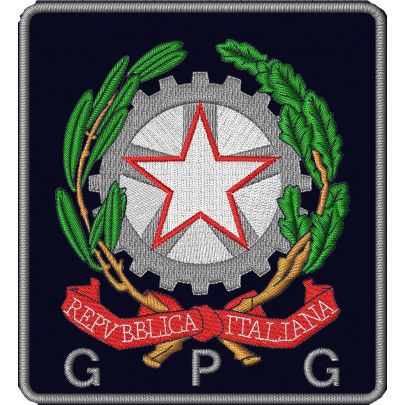 1 Stemma Ricamato Repubblica italian (GPG) cm. 10 x 9 su base nera 
