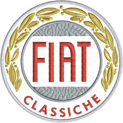 Patch ricamato FIAT CLASSICHE CON ALLORO diam. cm. 8 su base bianca Cod.