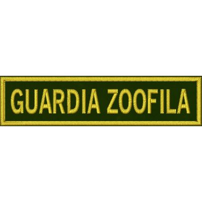 Patch ricamato GUARDIA ZOOFILA mm.105X25 su base verde oliva 