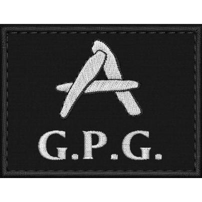 Patch ricamata AGRIAMBIENTE G.P.G.  monocolore su base nera cm. 6 x 4,5 cod. 20250529_A