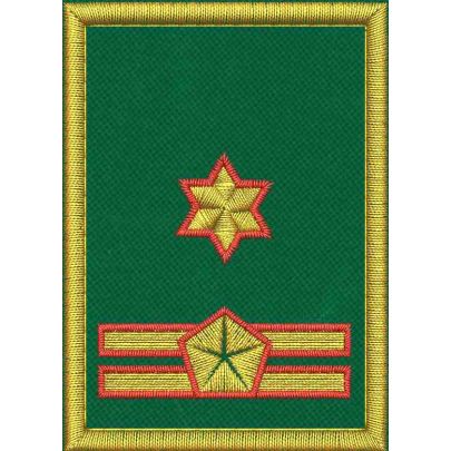 Mostrina ricamata cm. 7 x 5 su base VERDE con 3 stelle dorate e bordo rosso 