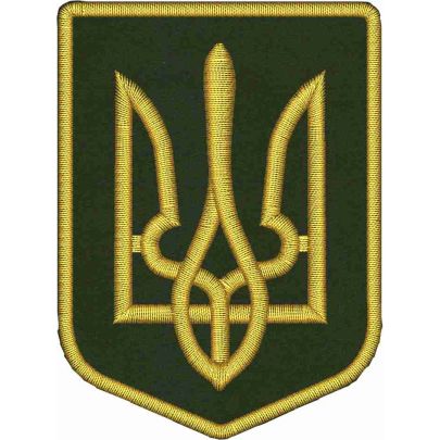Stemma ricamo a punto bordato tridente bizantino d'Ucraina su base colore blu