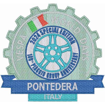 Stemma ricamato cm. 9x8 logo VESPA WORLD DAY PONTEDERA