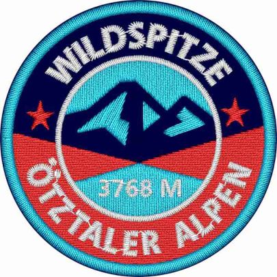 Bollo tondo ricamato diametro 6 WILDSPITZE OTZALER ALPEN 