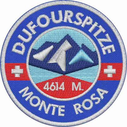 Bollo ricamato DUFOUR SPITZE - MONTE ROSA su base blu diametro cm.6 