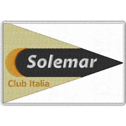 Patch ricamato Logo SOLEMAR Club Italia su base bianca cm.9 x 6