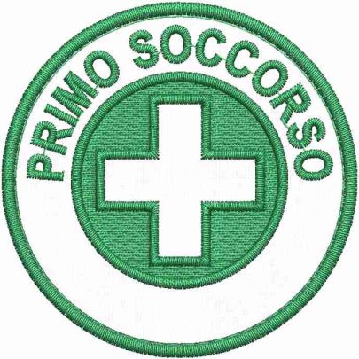 Patch ricamato CON CROCE IN NEGATIVO  PRIMO SOCCORSO con filato rosso