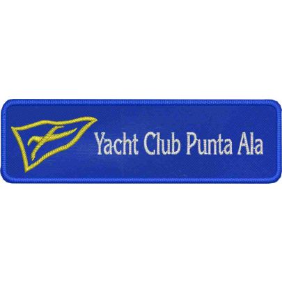 Patch ricamato Yacht Club punta Ala, personalizzabile con il tuo testo su base blu royal c