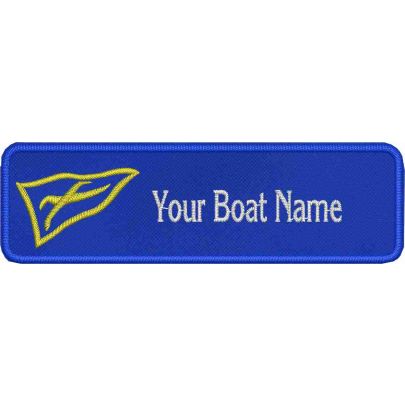 Patch ricamato Yacht Club punta Ala, personalizzabile con il tuo testo su base blu royal c