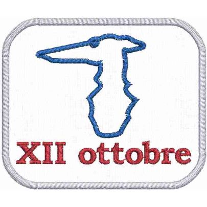 Patch ricamato logo Levriero XII Ottobre su base colore blu