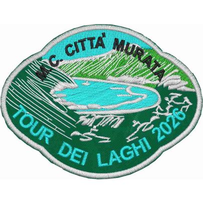 Patch ricamato su base verde M.C. CITTADELLA (Tour dei laghi 2026) mm. 80x60
