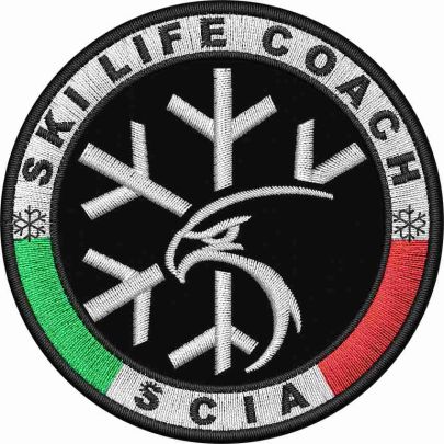 Patch Ricamato SKI TEAM con nome proprio ricamato  diam. mm.80