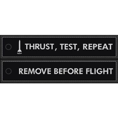 Patch ricamato "TRUST, TEST, REPEAT" lato primo
